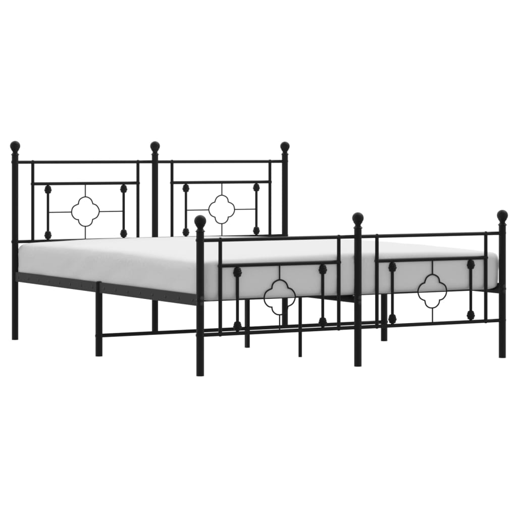 vidaXL Estructura de cama cabecero y estribo metal negro 150x200 cm