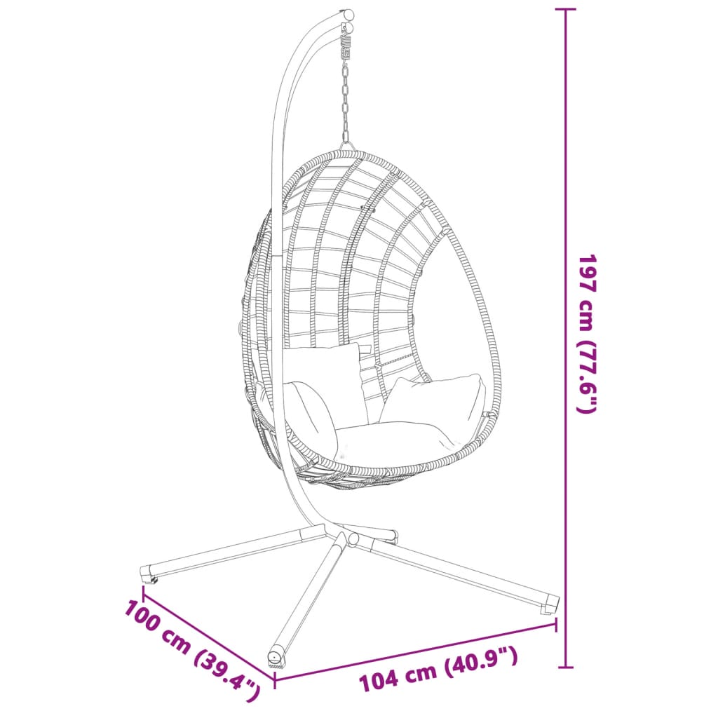 vidaXL Soporte de silla colgante huevo acero negro