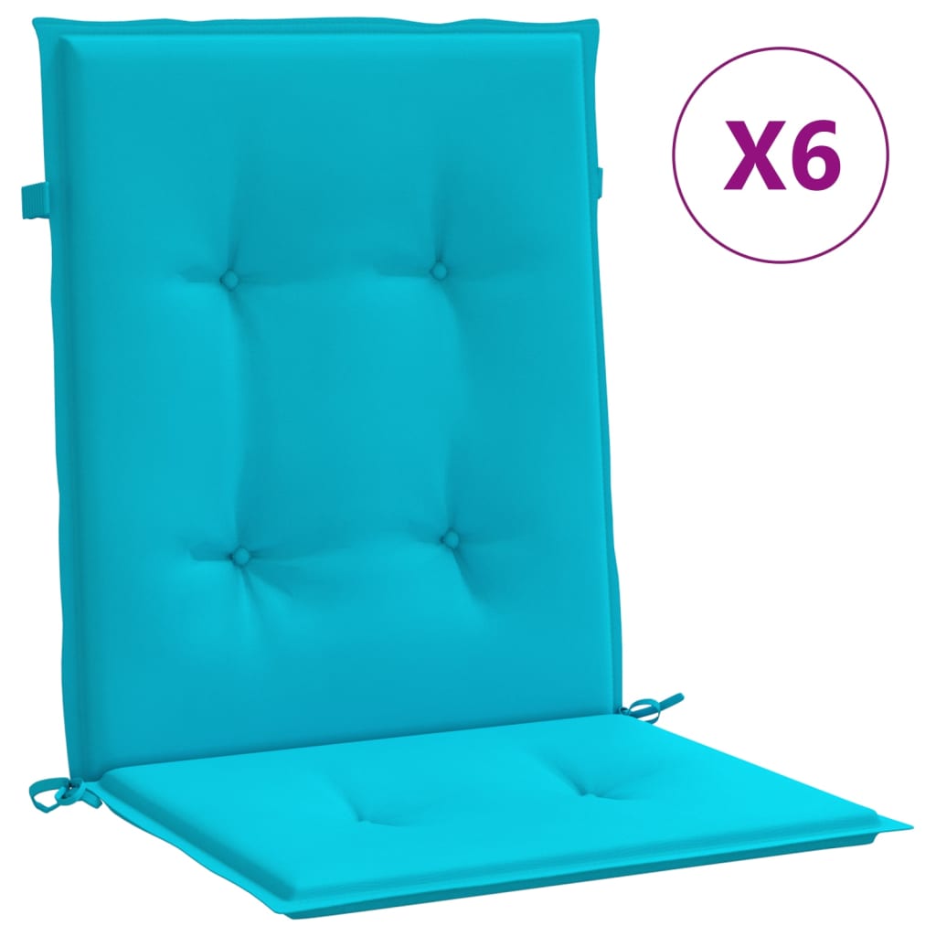 vidaXL Cojines para silla con respaldo bajo 6 uds tela turquesa