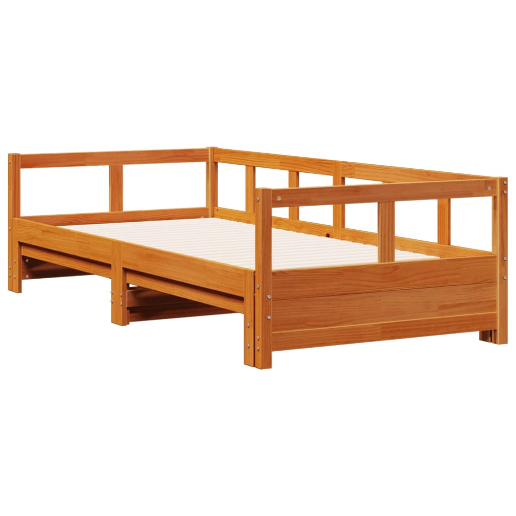 vidaXL Sofá cama sin colchón madera maciza pino marrón cera 80x200 cm