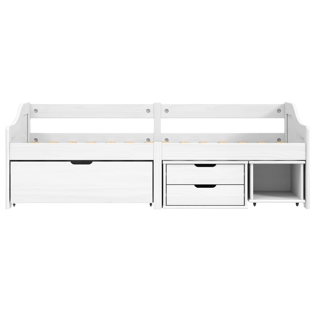 vidaXL Sofá cama con 3 cajones madera maciza pino blanca IRUN 90x200cm