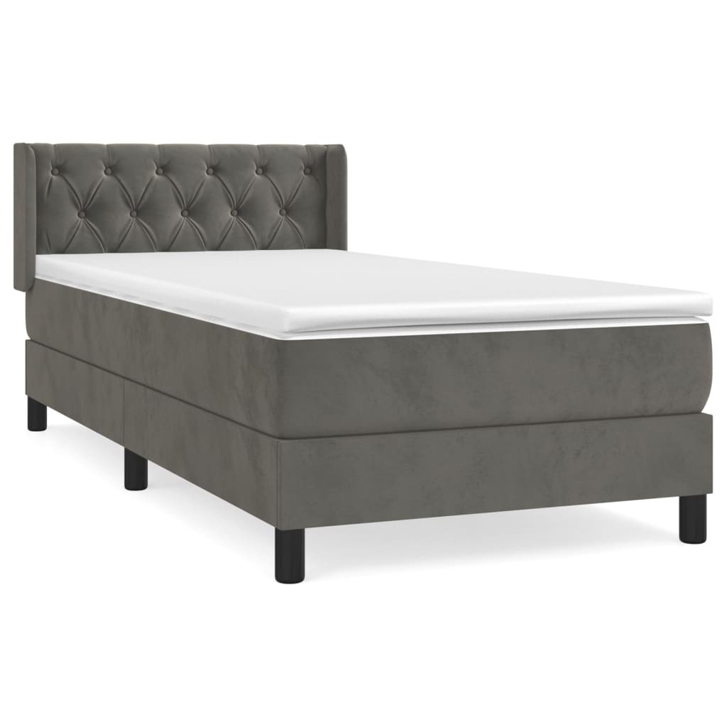 vidaXL Cama box spring con colchón terciopelo gris oscuro 80x200 cm