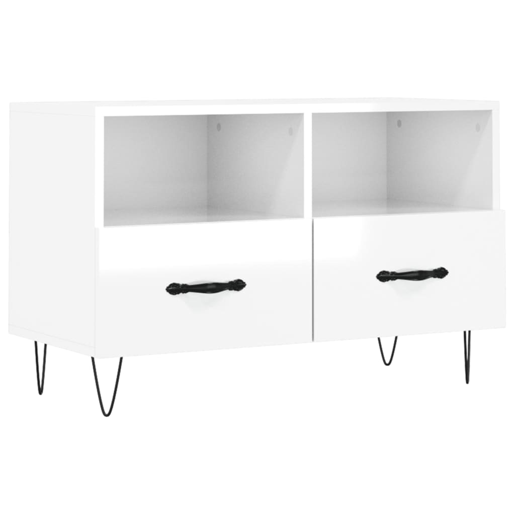 vidaXL Mueble de TV madera contrachapada blanco brillo 80x36x50 cm