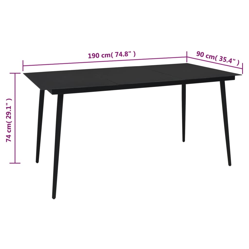 vidaXL Juego de comedor para jardín 7 piezas ratán PVC negro