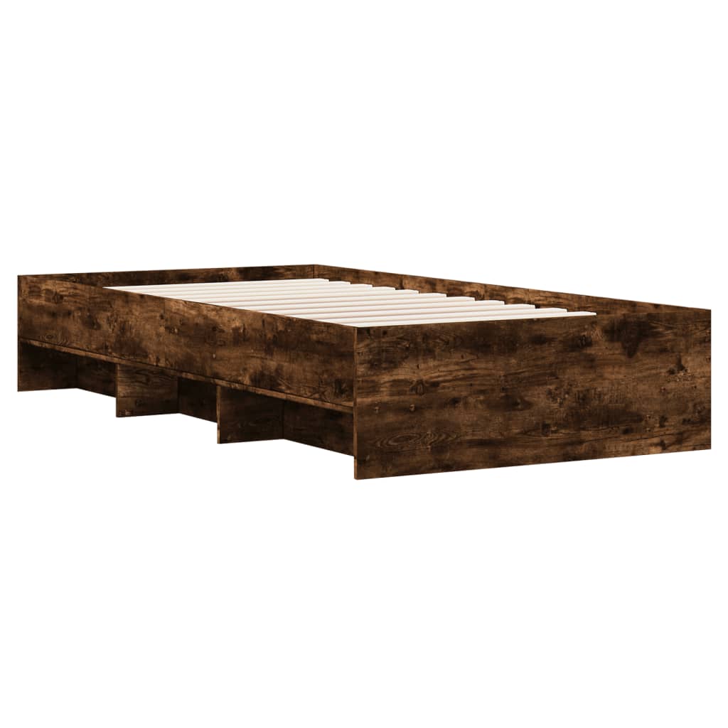 vidaXL Estructura cama sin colchón madera roble ahumado 75x190 cm