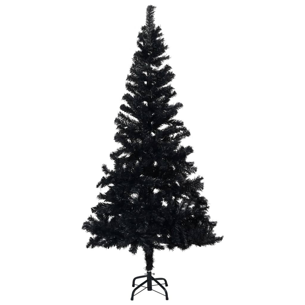 vidaXL Árbol de Navidad preiluminado con luces y bolas negro 180 cm