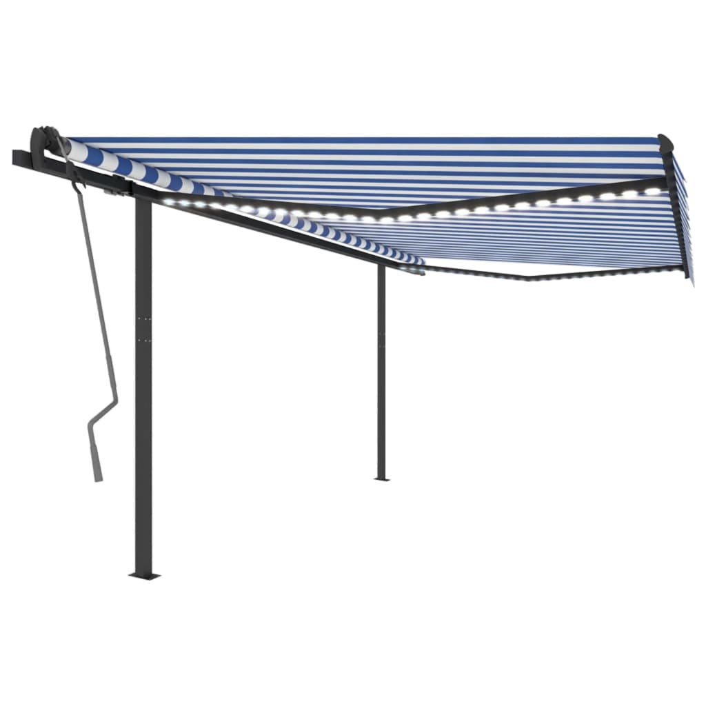 vidaXL Toldo manual retráctil con LED azul y blanco 4x3,5 m