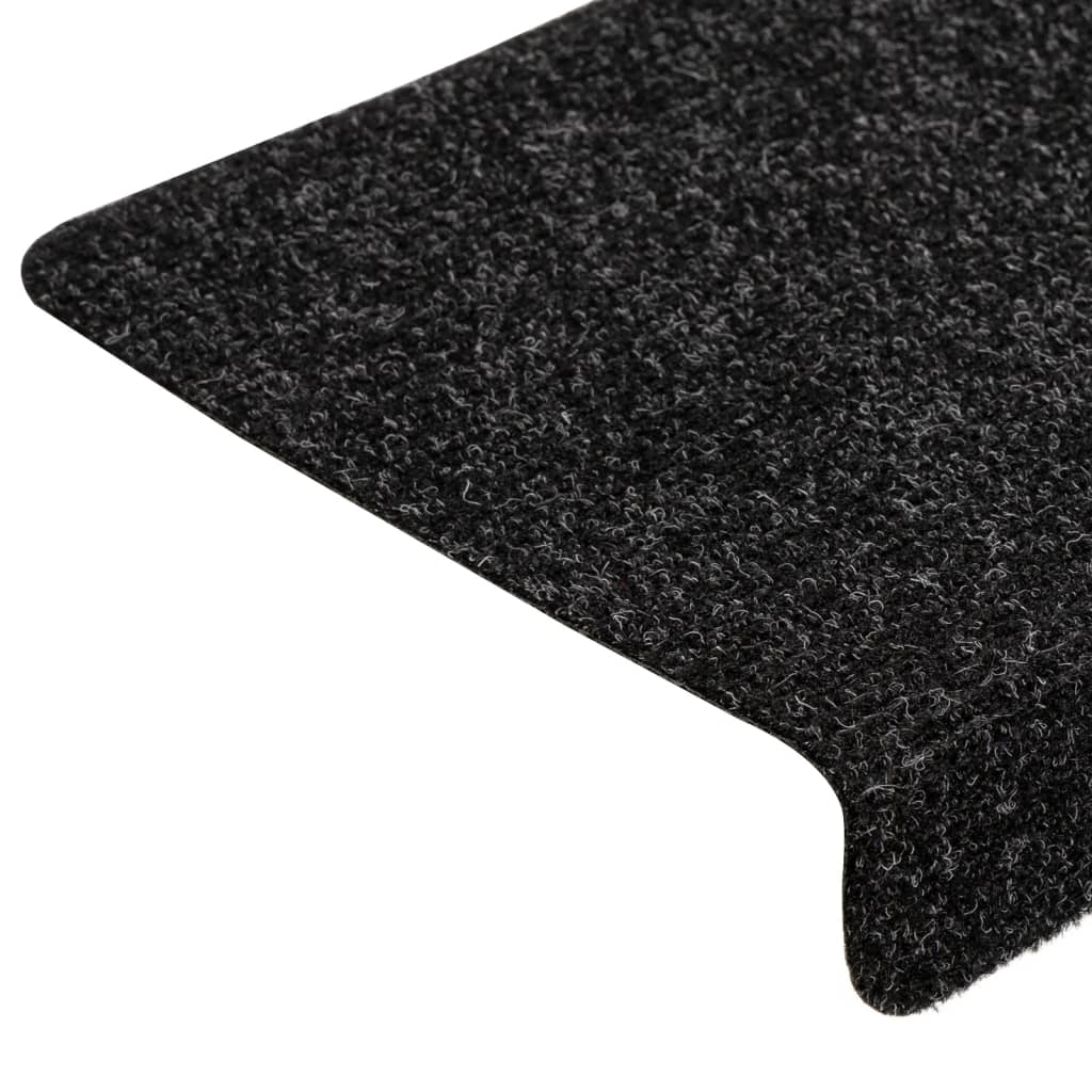 vidaXL Alfombrilla de escaleras 15 uds tela punzonada negro 65x21x4 cm