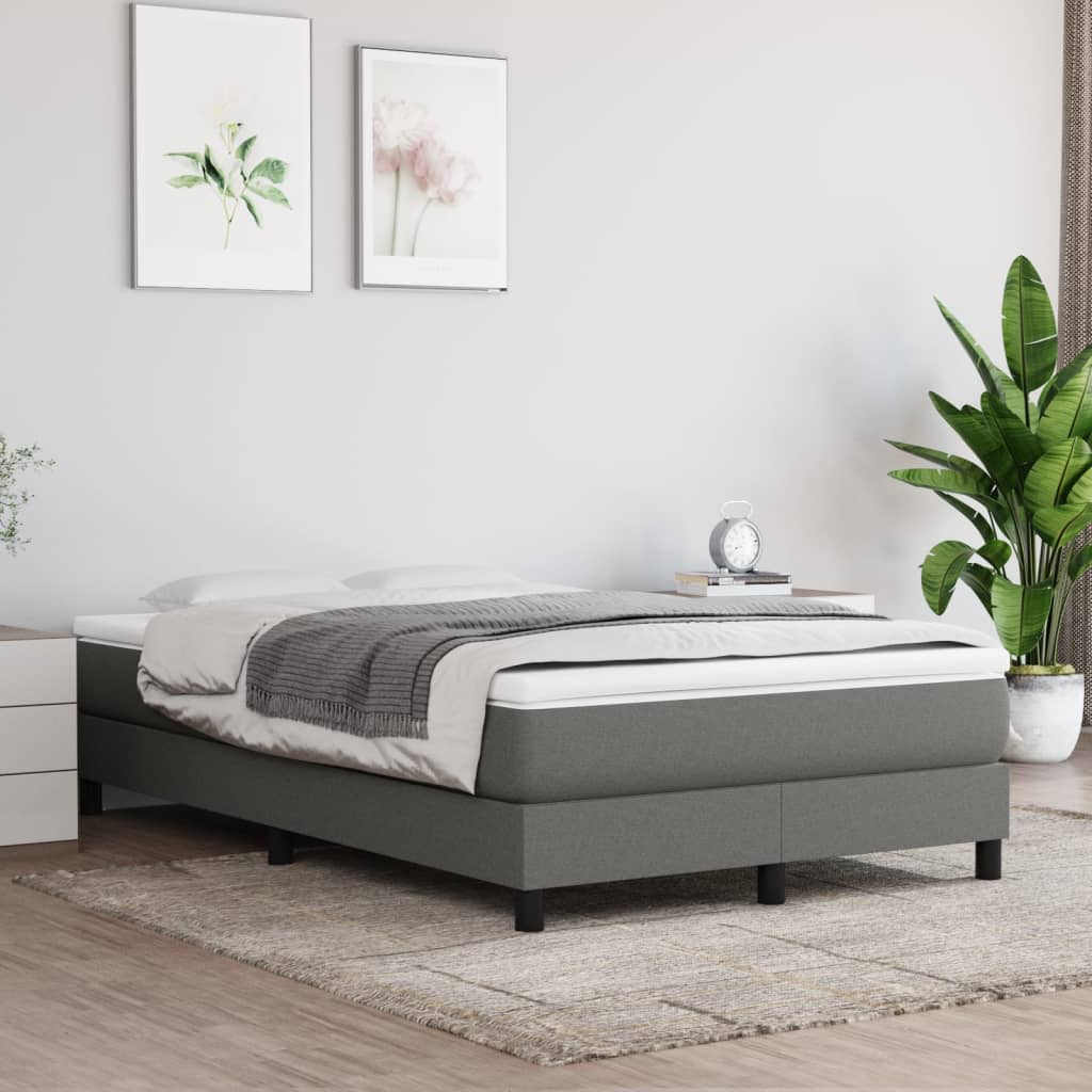 vidaXL Cama box spring con colchón tela gris oscuro 120x200 cm