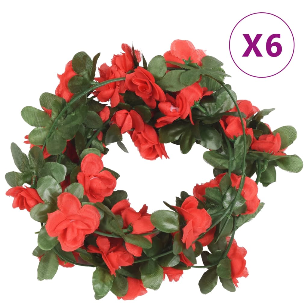 vidaXL Guirnaldas de flores de Navidad 6 uds rojo primaveral 250 cm