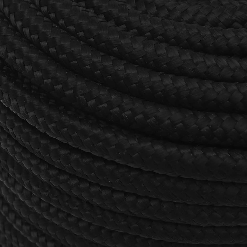vidaXL Cuerda de trabajo poliéster negro 14 mm 100 m