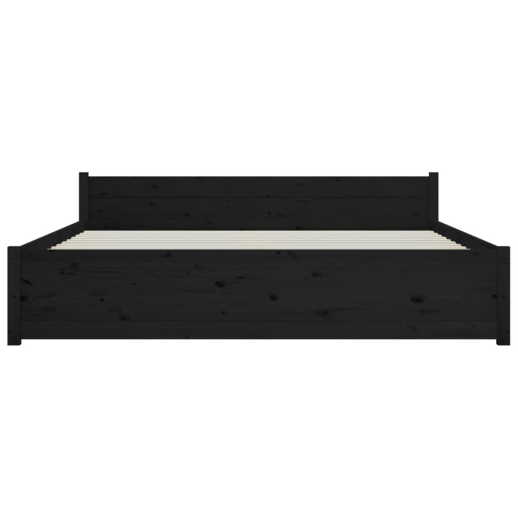 vidaXL Estructura de cama de madera maciza negro 140x190 cm