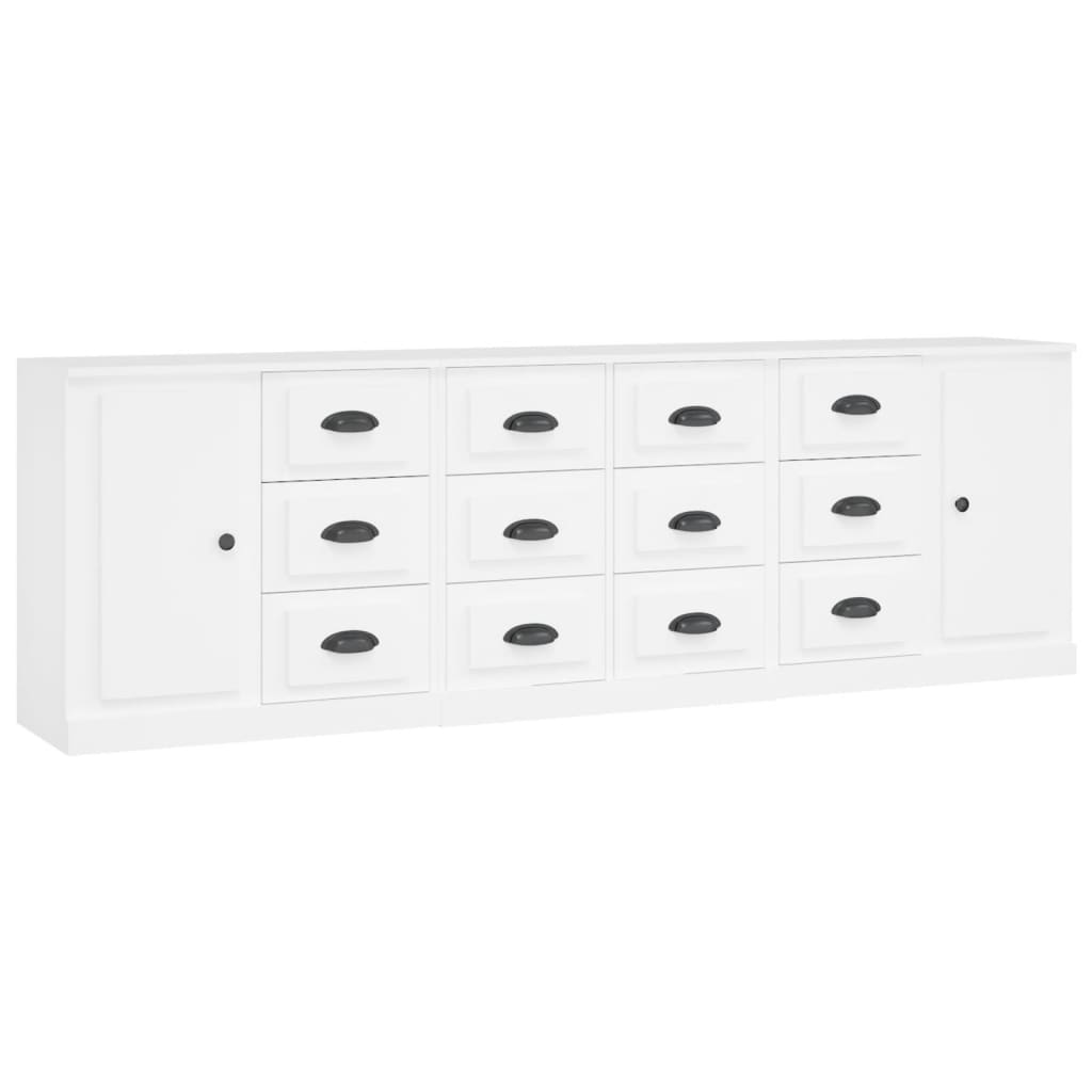 vidaXL Aparadores 3 piezas madera contrachapada blanco