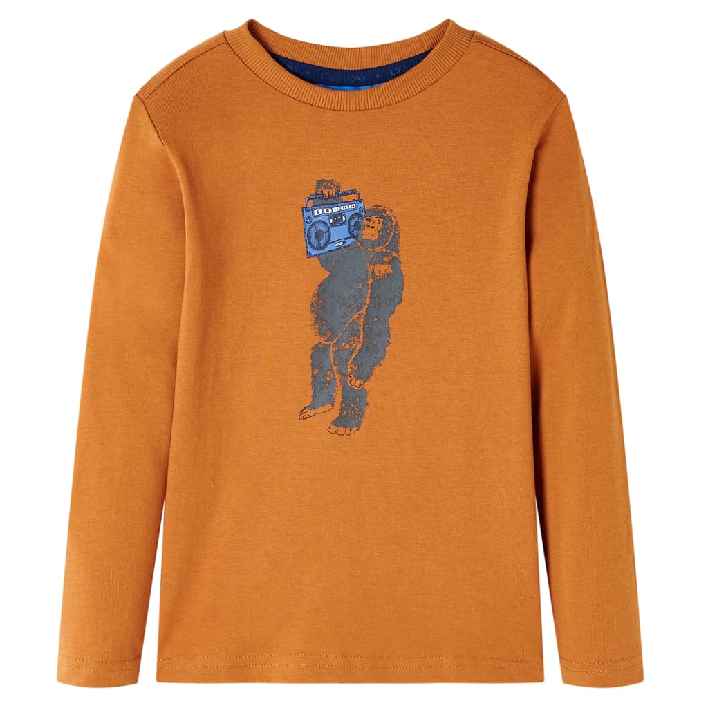 Camiseta infantil de manga larga ocre oscuro 116