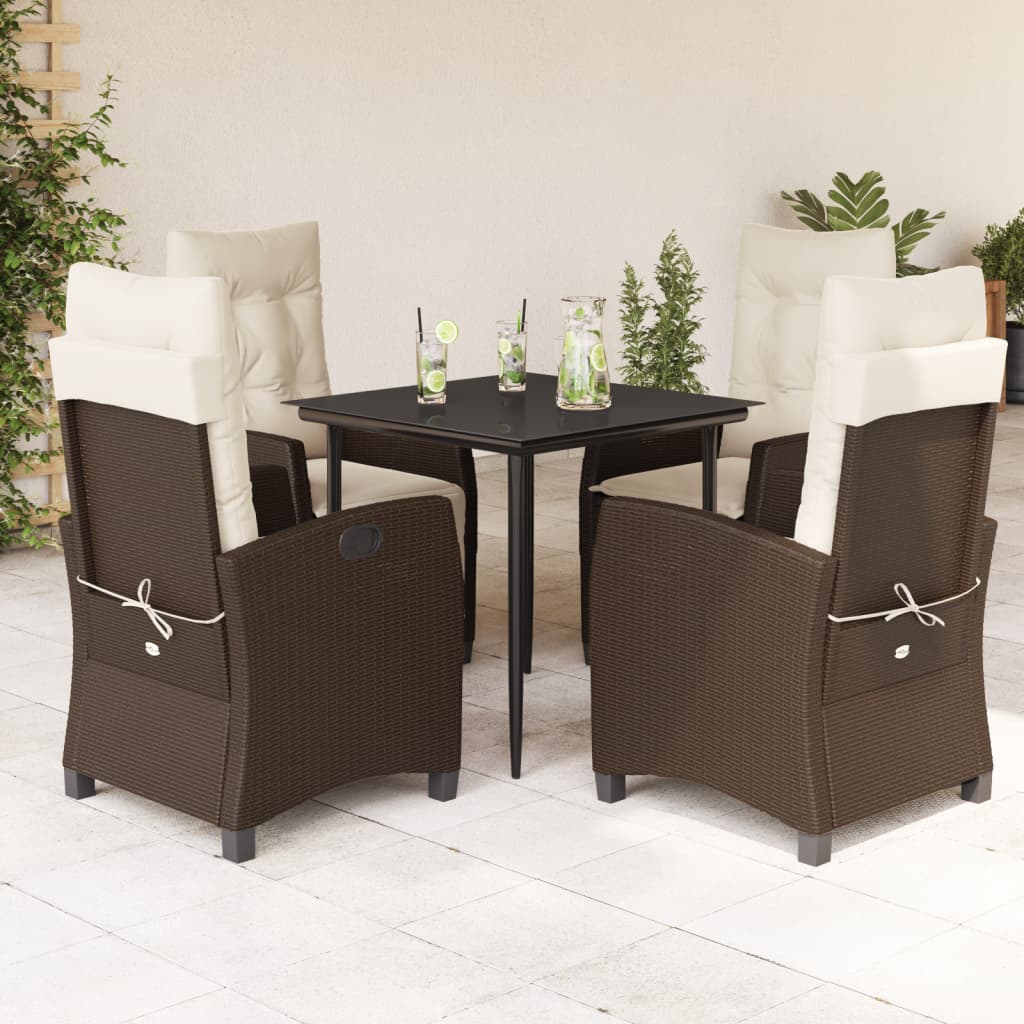 vidaXL Set comedor de jardín 5 piezas y cojines ratán sintético marrón