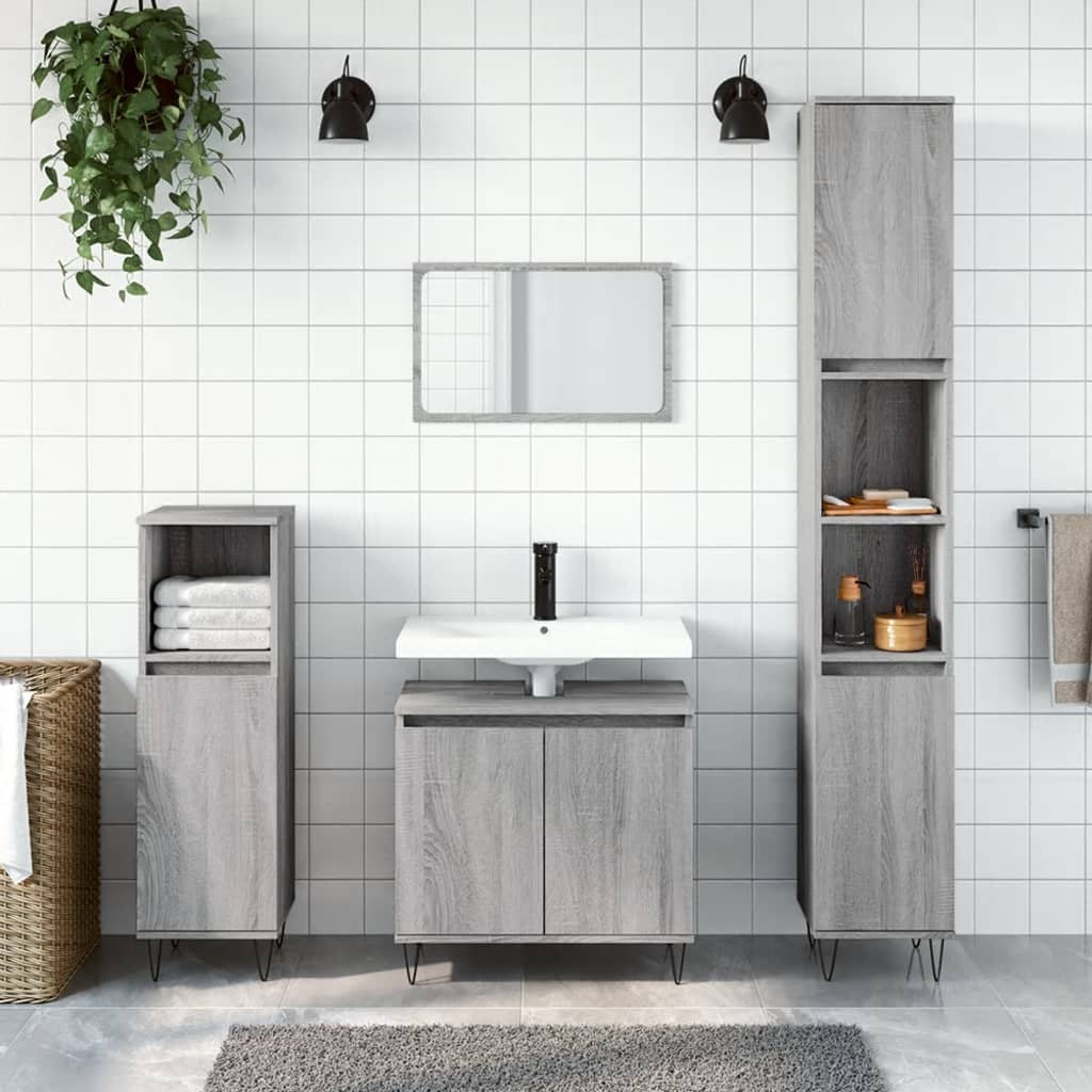 vidaXL Armario de baño madera de ingeniería gris Sonoma 58x33x60 cm