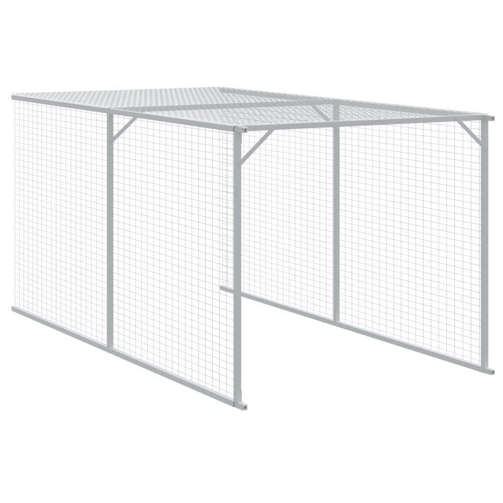 vidaXL Gallinero con corral acero galvanizado gris claro 110x813x110cm