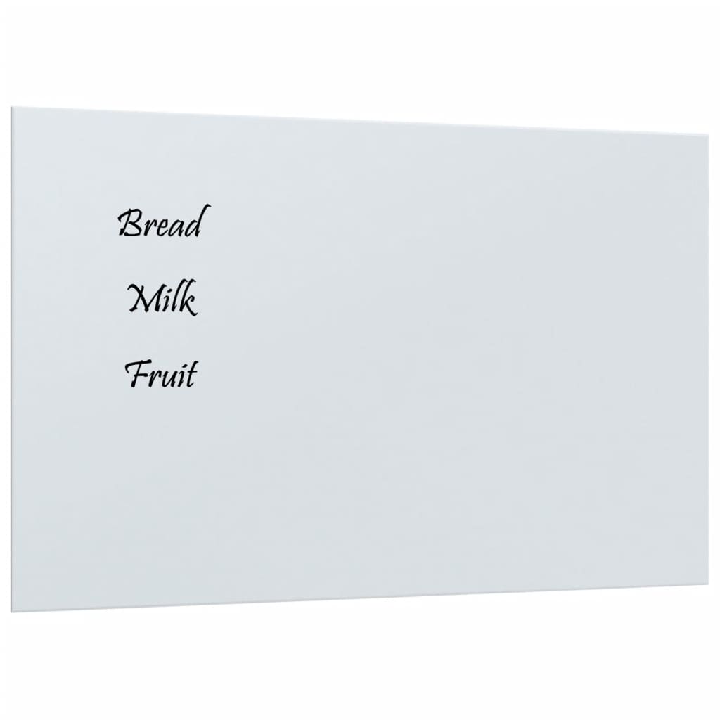 vidaXL Pizarra magnética de pared vidrio templado blanco 80x50 cm