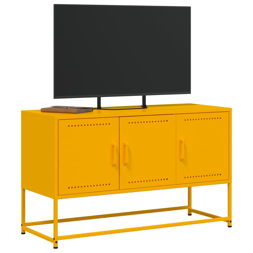 vidaXL Mueble para TV de acero amarillo mostaza 100,5x39x60,5 cm