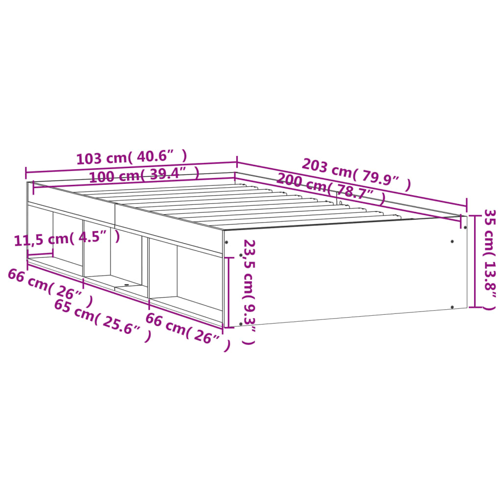 vidaXL Estructura de cama blanca 100x200 cm