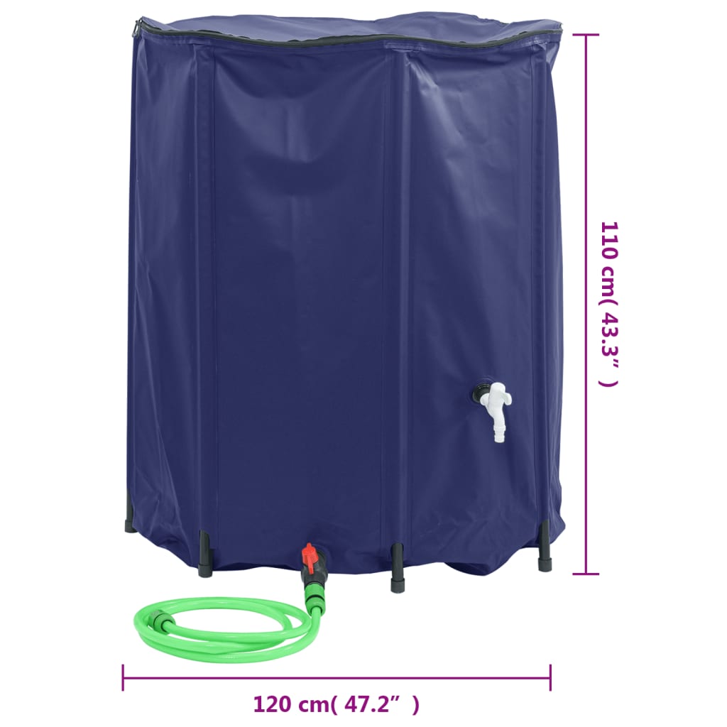 vidaXL Depósito de agua plegable con grifo PVC 1250 l