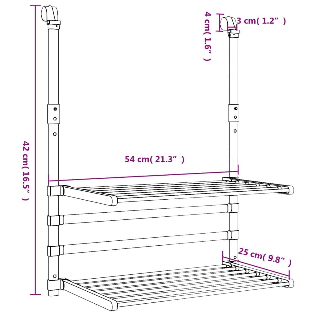 vidaXL Tendedero para balcón aluminio 54x25x42 cm – Pensando en Casa