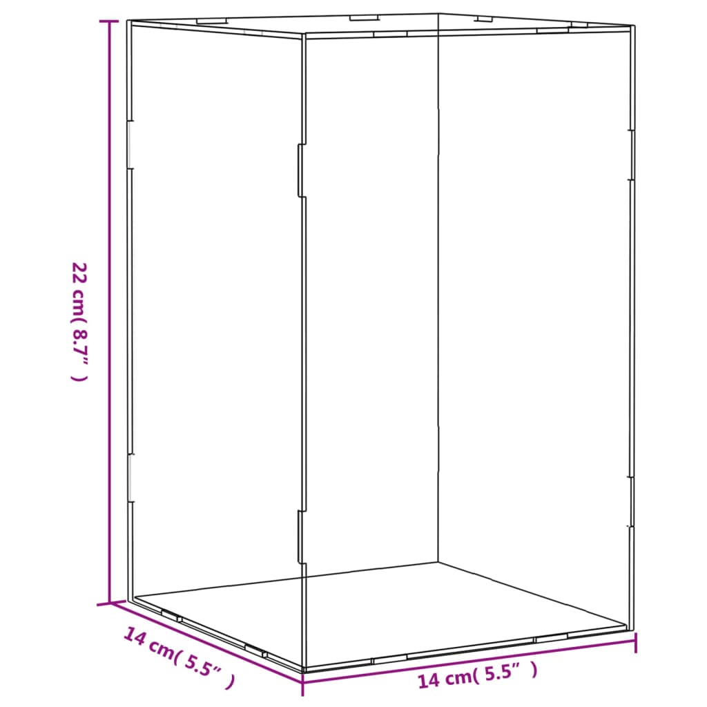 vidaXL Caja de exposición acrílico transparente 14x14x22 cm