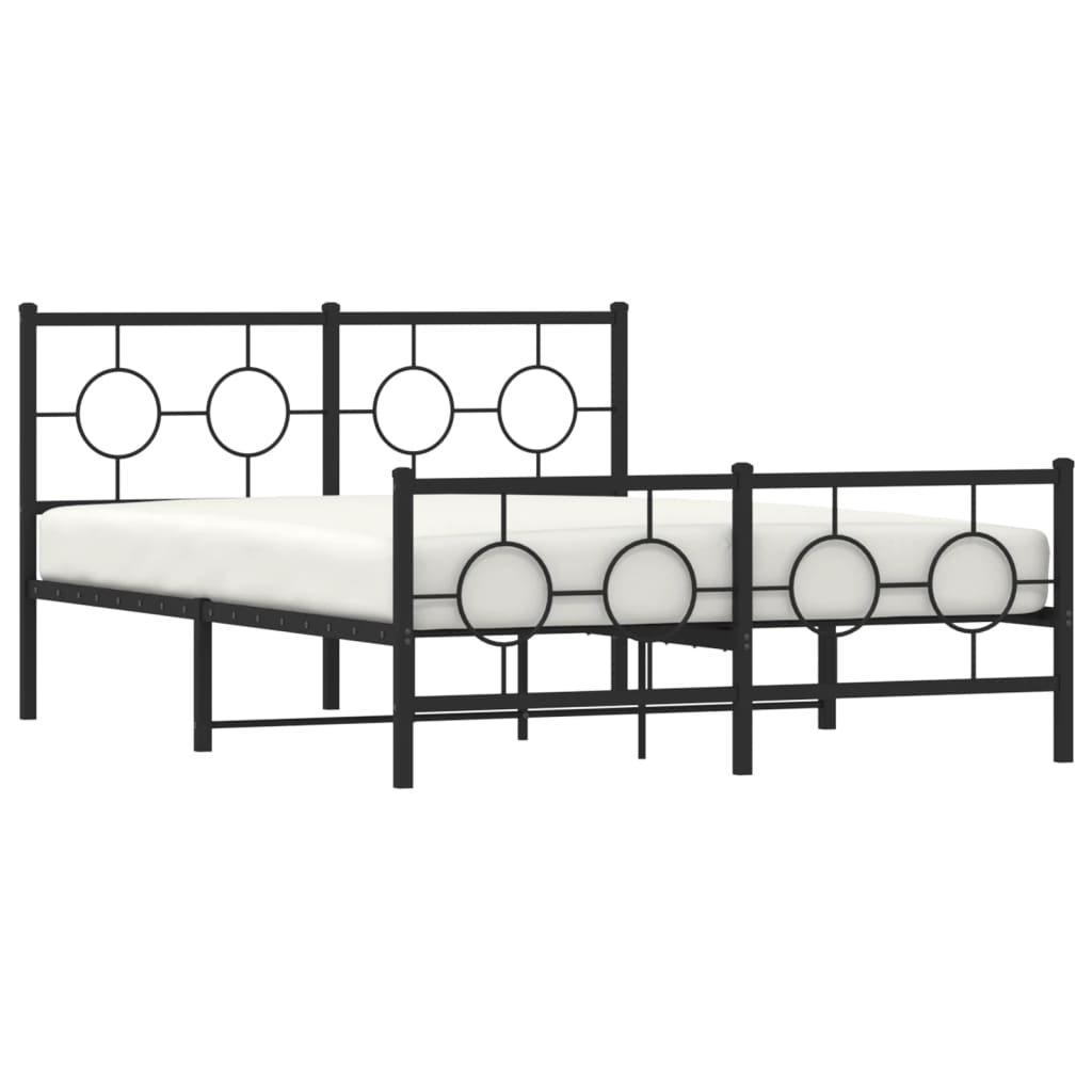 vidaXL Estructura cama sin colchón con estribo metal negro 140x200 cm