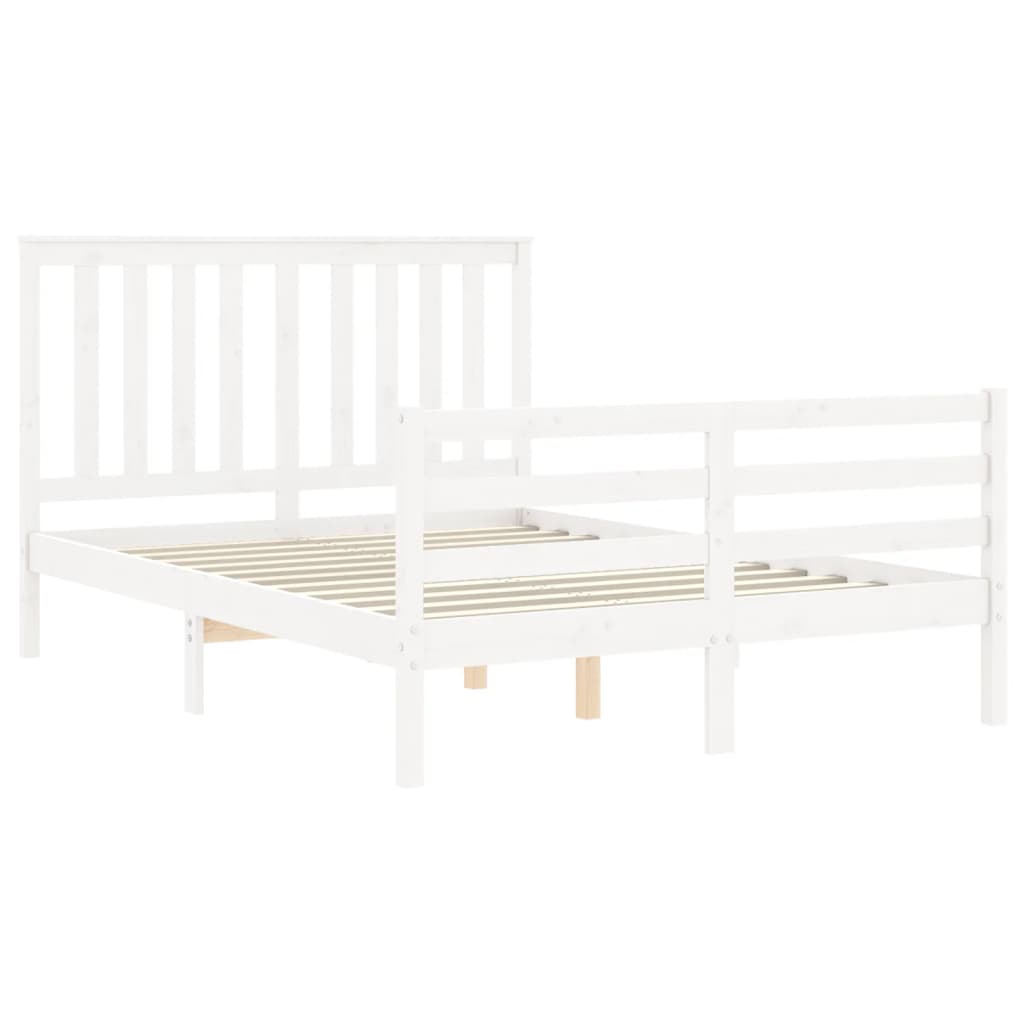 vidaXL Estructura cama de matrimonio con cabecero madera maciza blanco