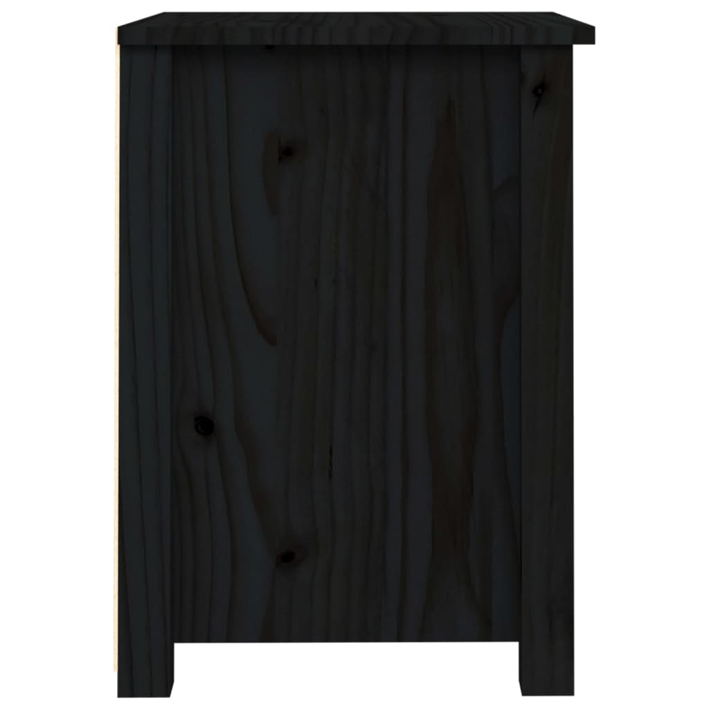 vidaXL Mesita de noche madera maciza de pino negra 40x35x49 cm