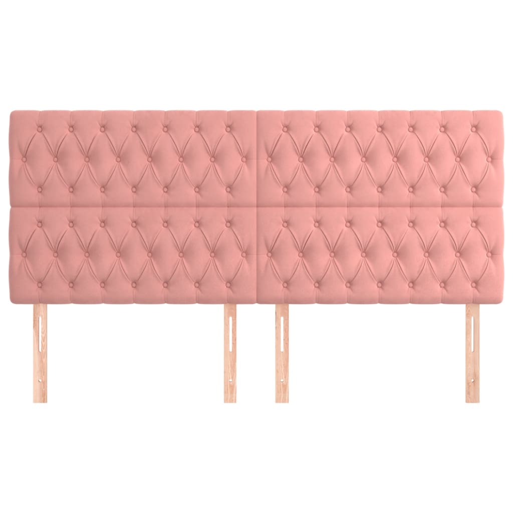 vidaXL Cabeceros 4 unidades de terciopelo rosa 100x7x78/88 cm