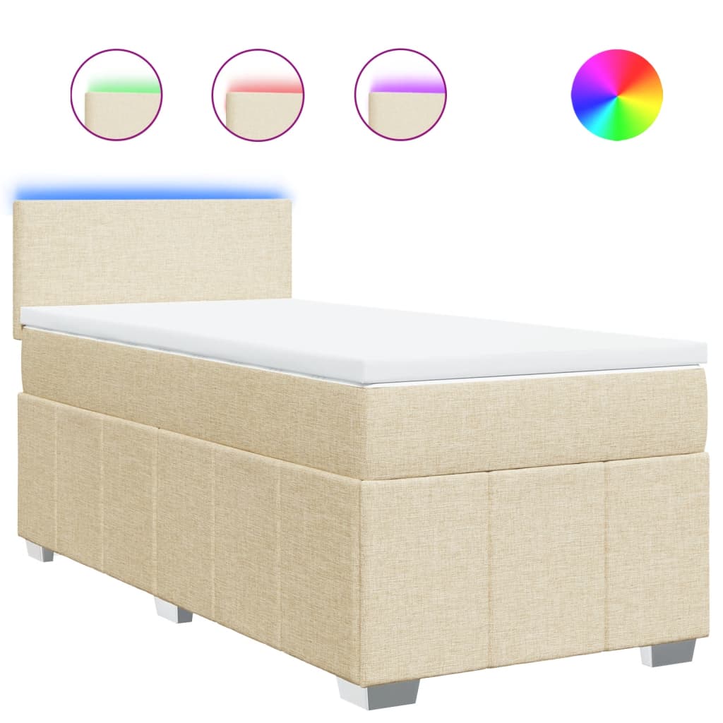 vidaXL Cama box spring con colchón tela color crema 80x200 cm