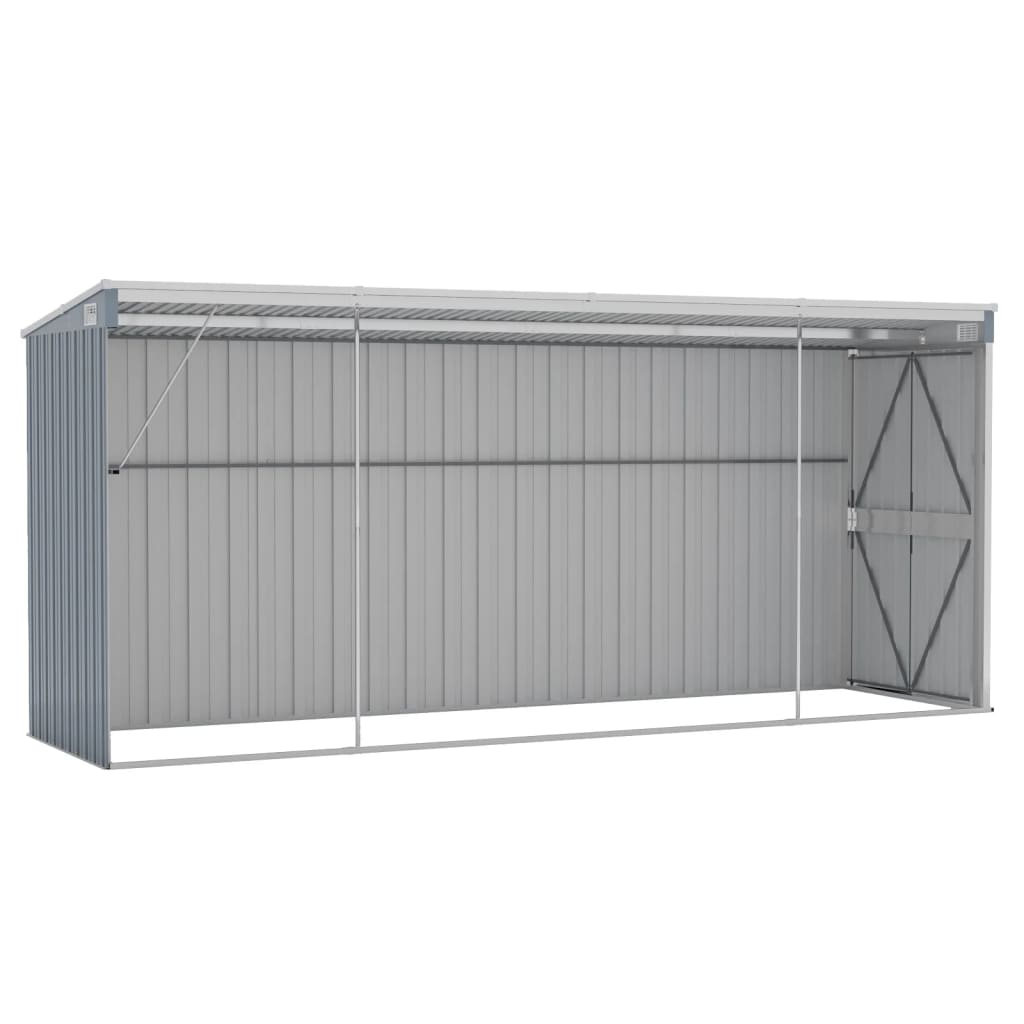 vidaXL Cobertizo de jardín pared acero galvanizado gris 118x382x178 cm