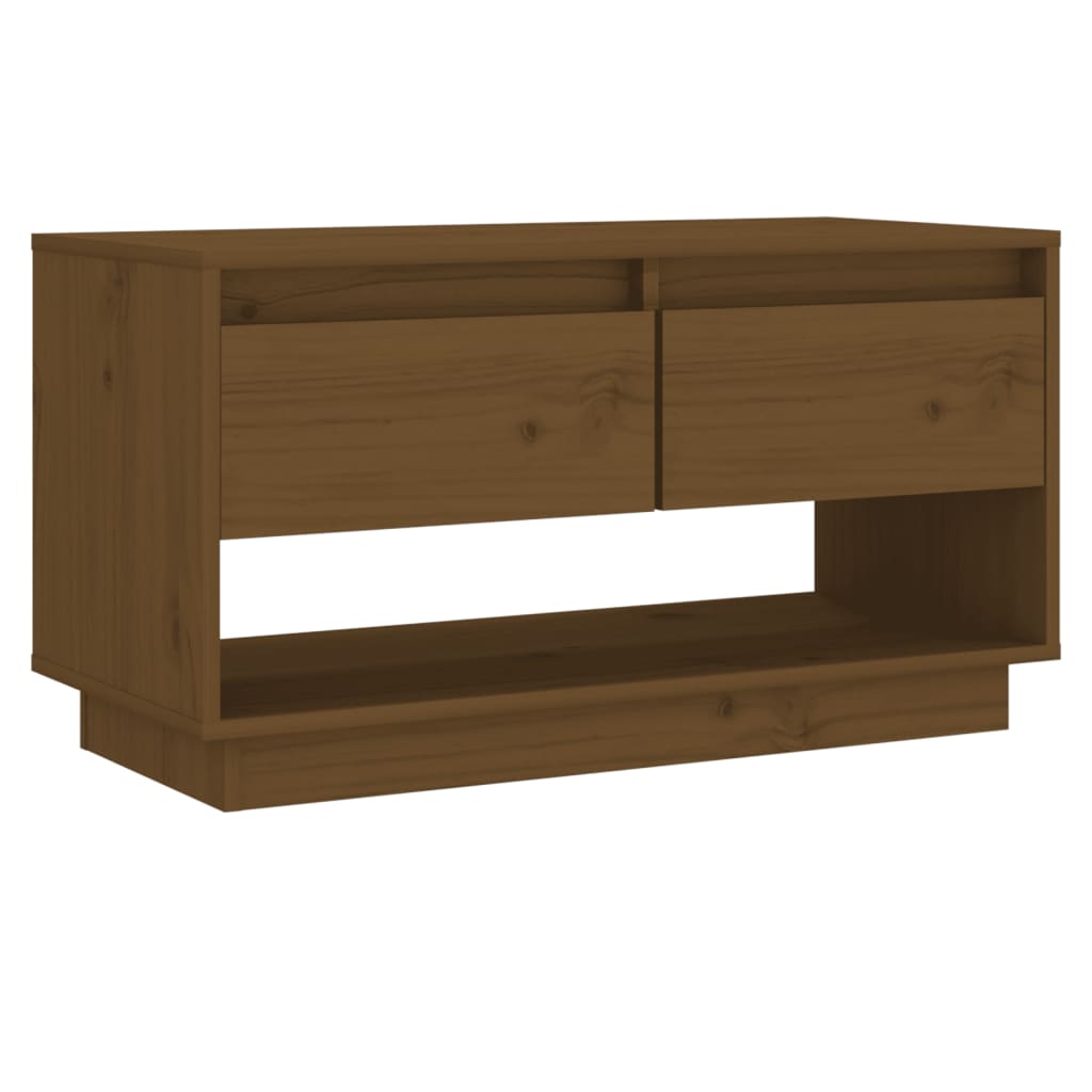 vidaXL Mueble de TV madera maciza de pino marrón miel 74x34x40 cm