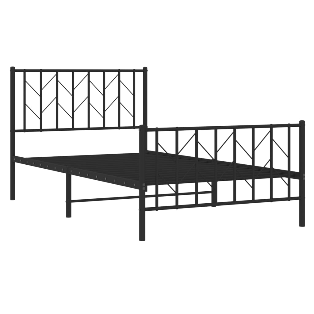 vidaXL Estructura cama sin colchón con estribo metal negro 100x200 cm