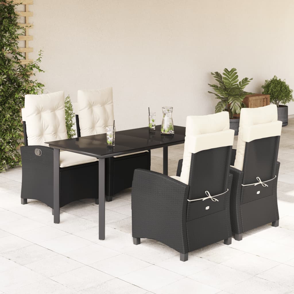 vidaXL Set de muebles jardín 5 pzas con cojines ratán sintético negro