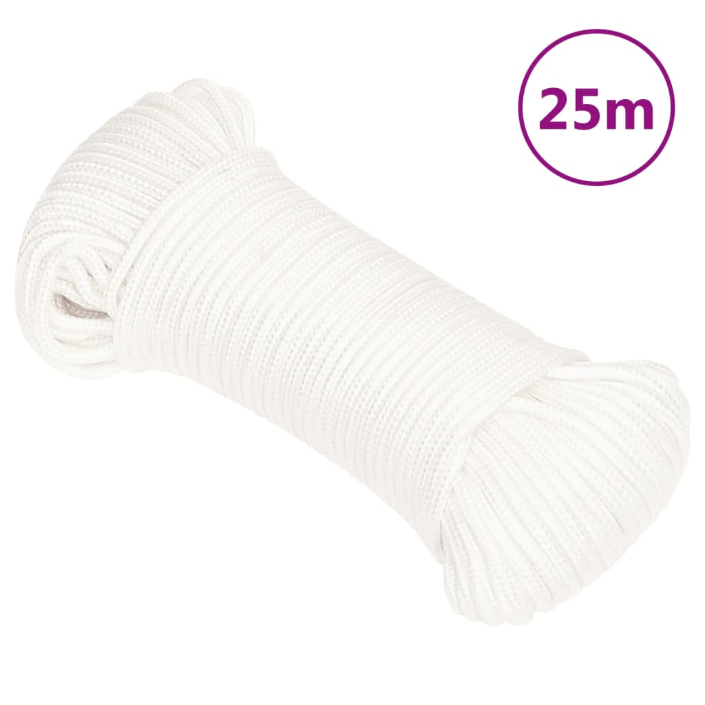 vidaXL Cuerda de barco polipropileno blanco intenso 3 mm 25 m