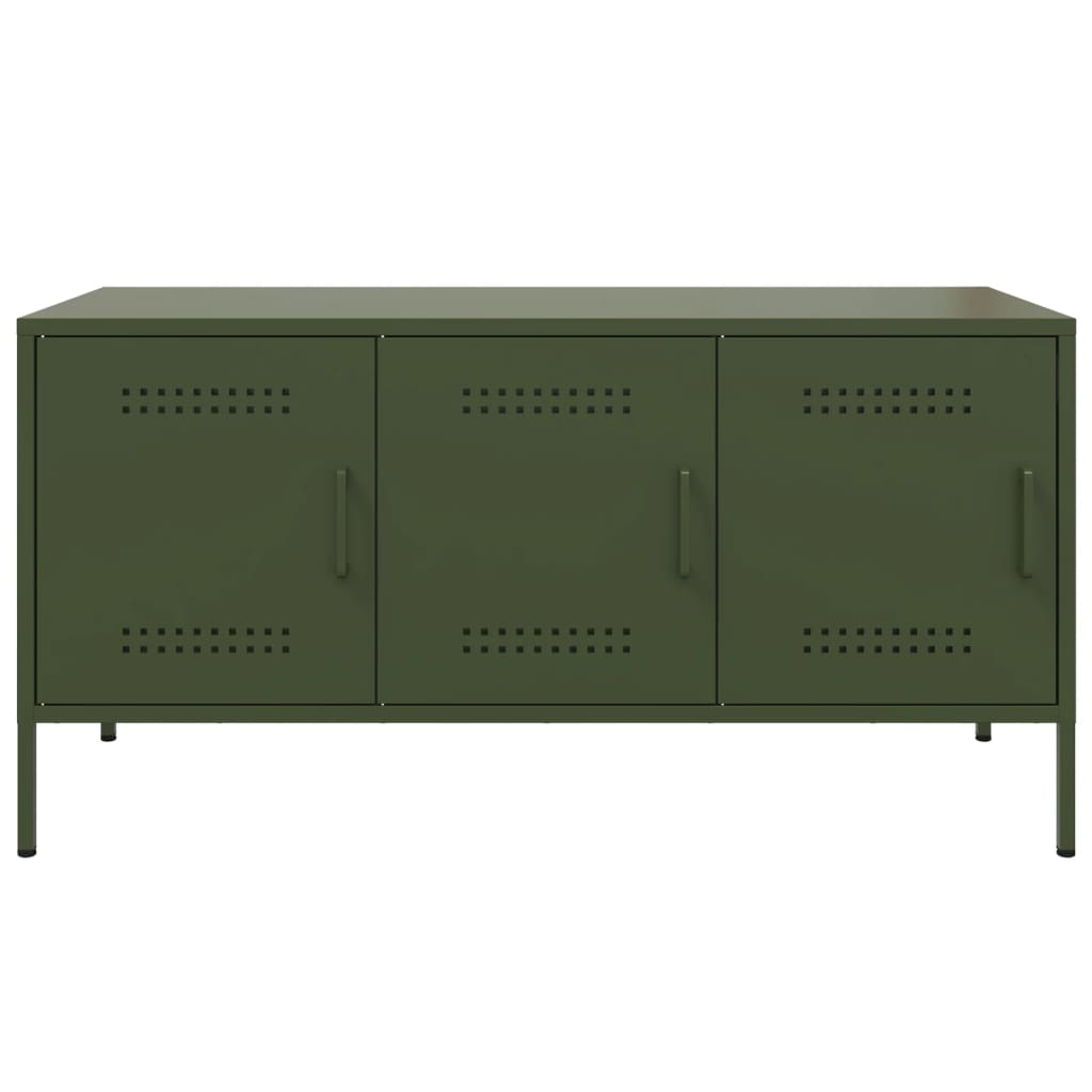 vidaXL Mueble de TV de acero verde oliva 100,5x39x50,5 cm