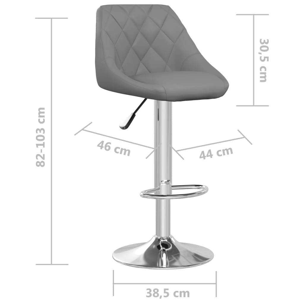 vidaXL Taburetes de cocina 2 unidades cuero sintético gris