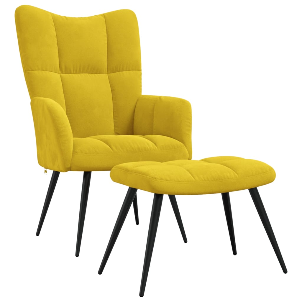 vidaXL Sillón de relax con taburete terciopelo amarillo mostaza