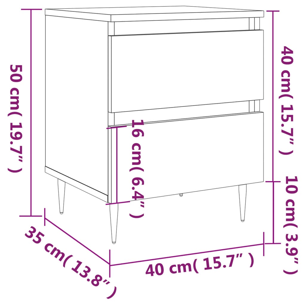 vidaXL Mesita de noche madera de ingeniería roble Sonoma 40x35x50 cm