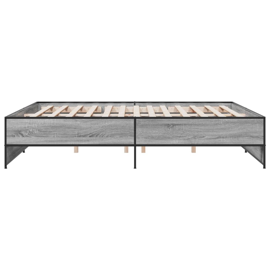 vidaXL Estructura cama madera ingeniería metal gris Sonoma 200x200 cm