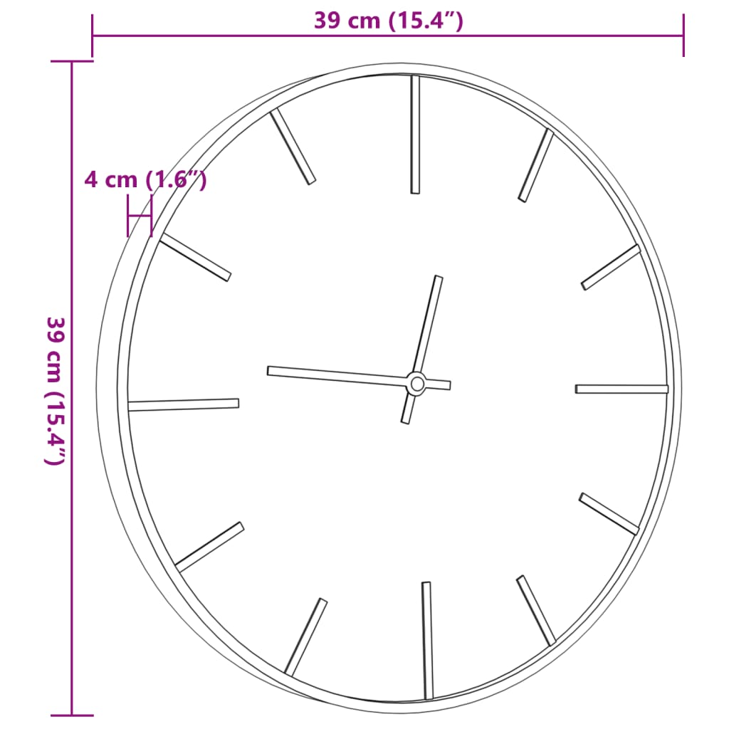 vidaXL Reloj de pared de hierro y madera de ingeniería marrón Ø39 cm