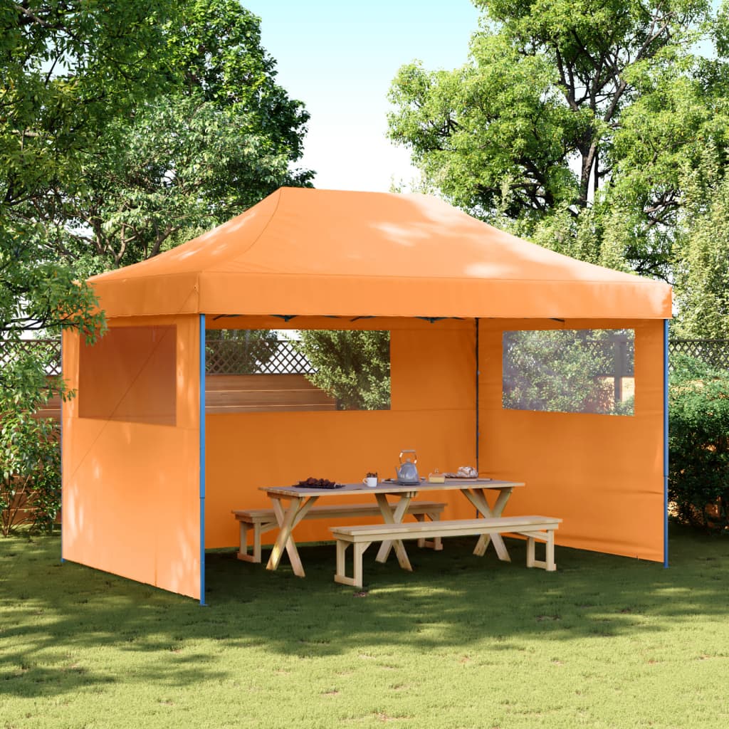 vidaXL Tienda de fiesta plegable Pop-Up 3 paredes laterales naranja