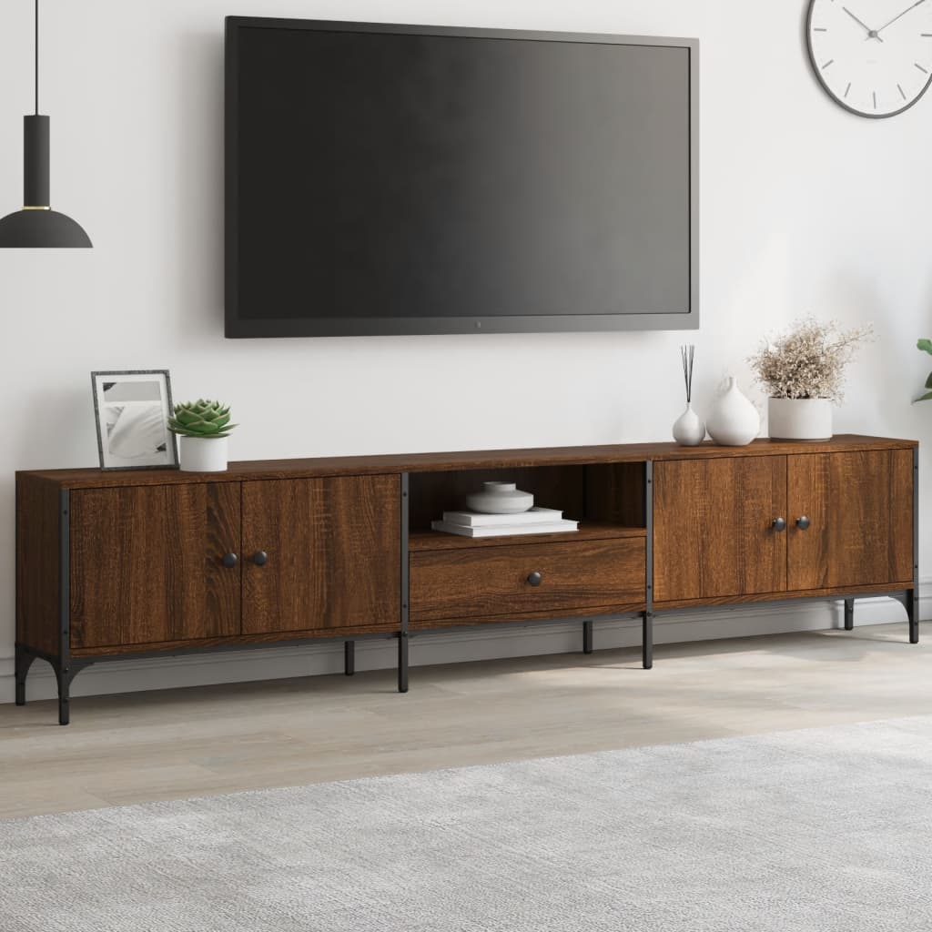 vidaXL Mueble de TV cajón madera ingeniería roble marrón 200x25x44 cm