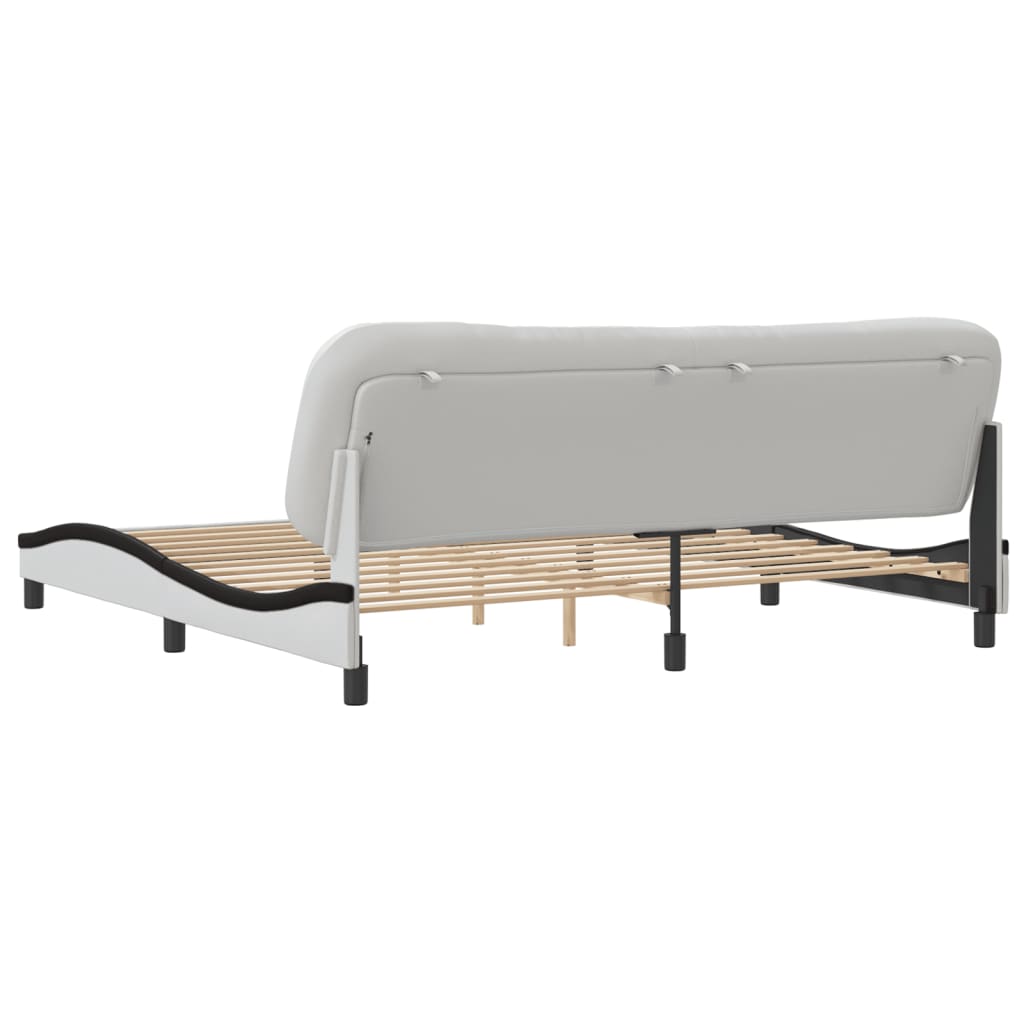 vidaXL Estructura de cama con cabecero cuero sintético blanco y negro