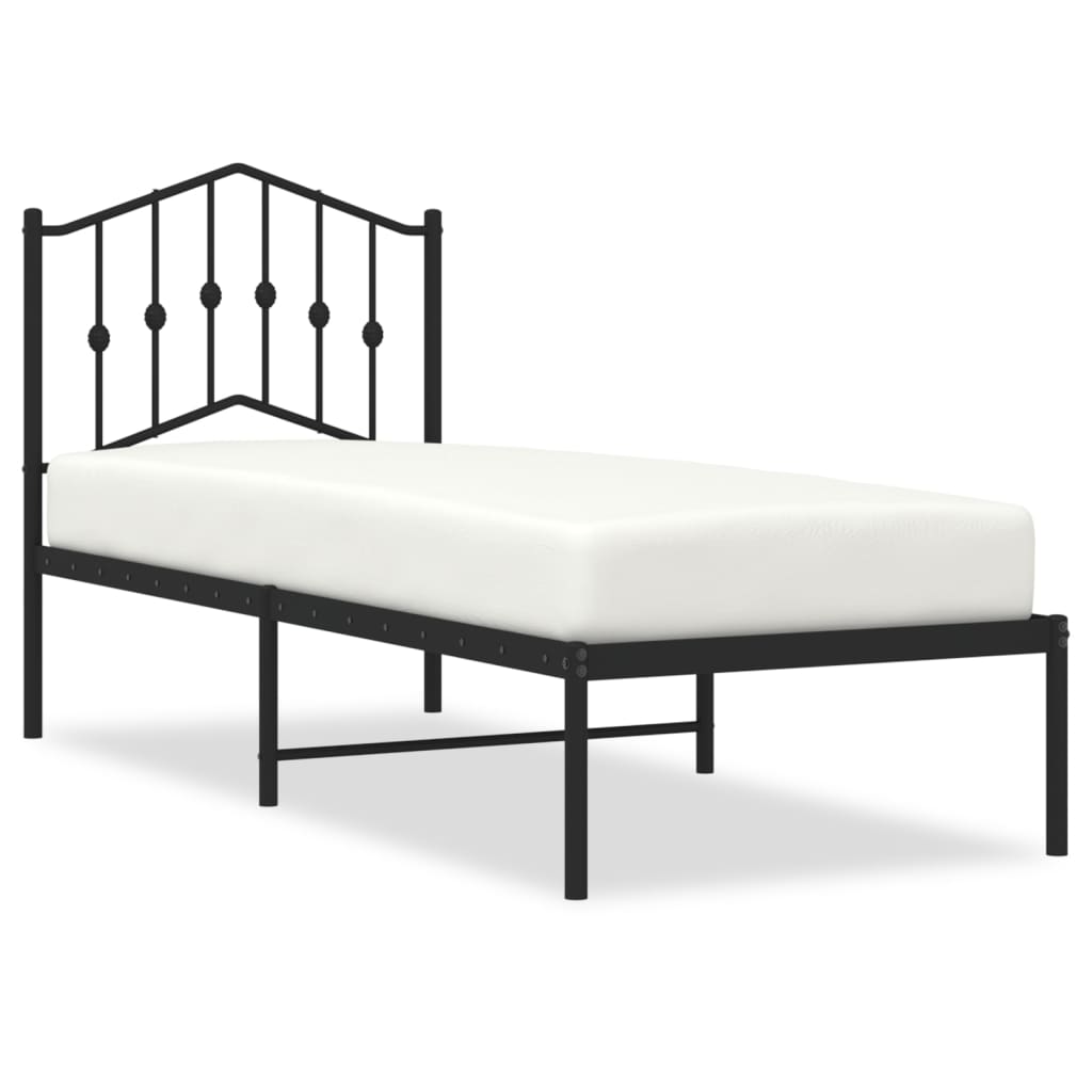 vidaXL Estructura cama sin colchón con cabecero metal negro 75x190 cm