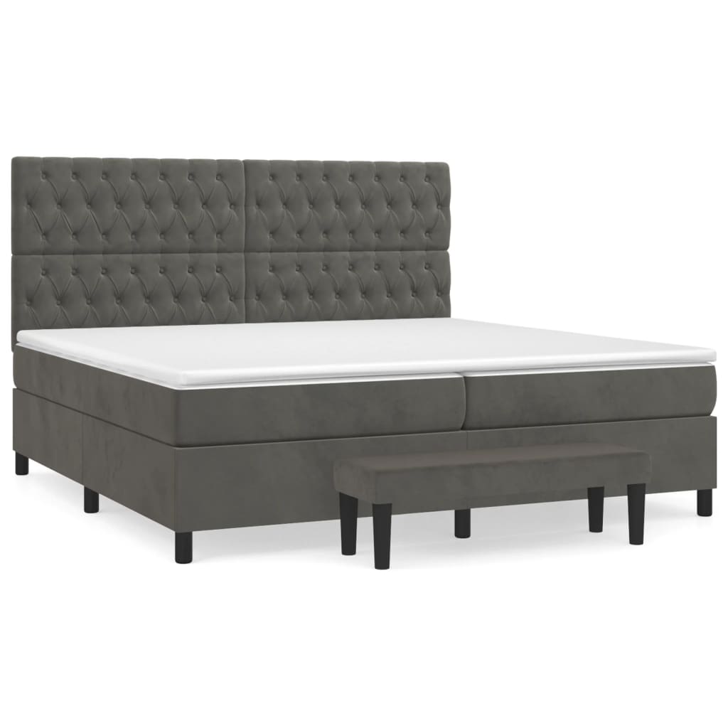 vidaXL Cama box spring con colchón terciopelo gris oscuro 200x200 cm