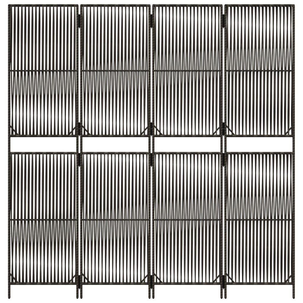 vidaXL Biombo de 4 paneles ratán sintético gris