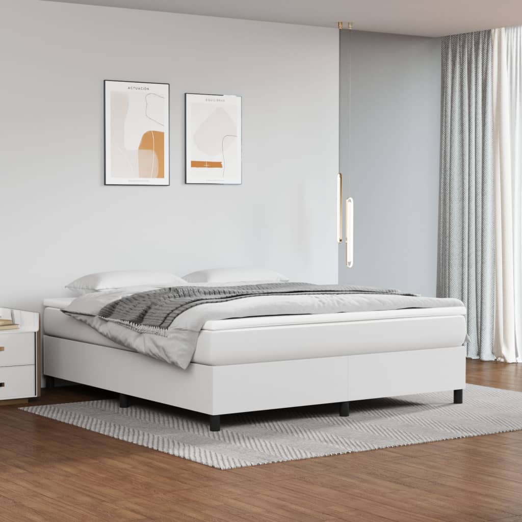 vidaXL Estructura de cama de cuero sintético blanco 180x200 cm